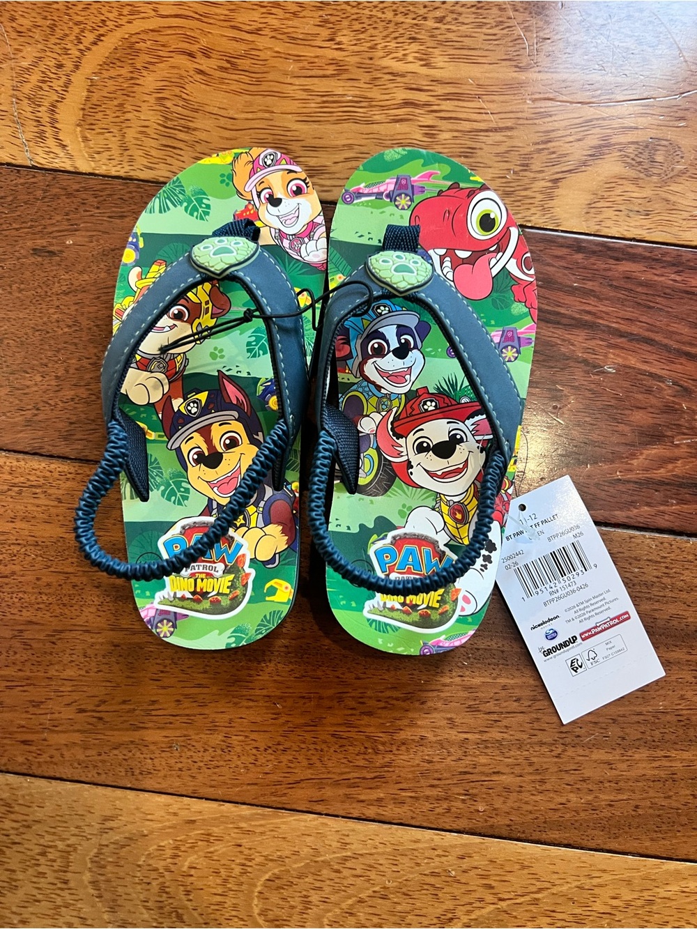 Paw Patrol- Dino Movie Flip Flops, NWT